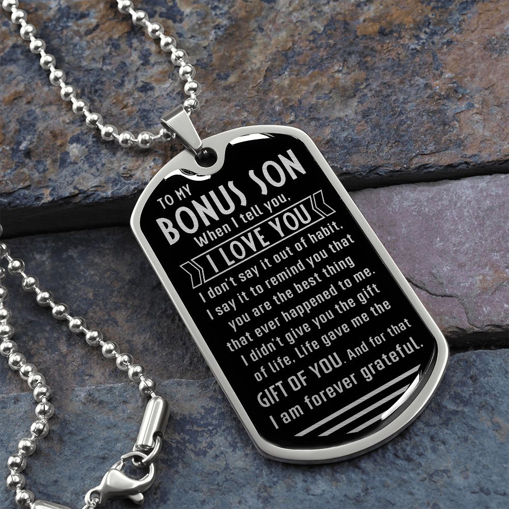Bonus Son Chain, Stepson Gift, Gift for Bonus Son from Stepdad or Stepmom, Bonus Son Birthday Gift, Christmas Gift - Family Gear Collections