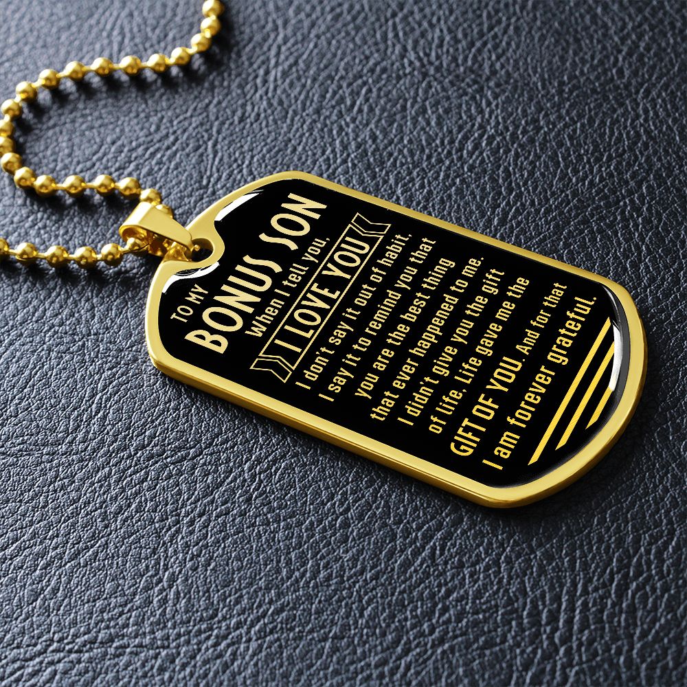 Bonus Son Chain, Stepson Gift, Gift for Bonus Son from Stepdad or Stepmom, Bonus Son Birthday Gift, Christmas Gift - Family Gear Collections