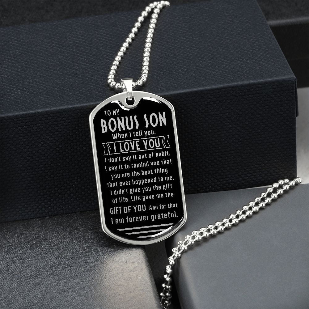 Bonus Son Chain, Stepson Gift, Gift for Bonus Son from Stepdad or Stepmom, Bonus Son Birthday Gift, Christmas Gift - Family Gear Collections