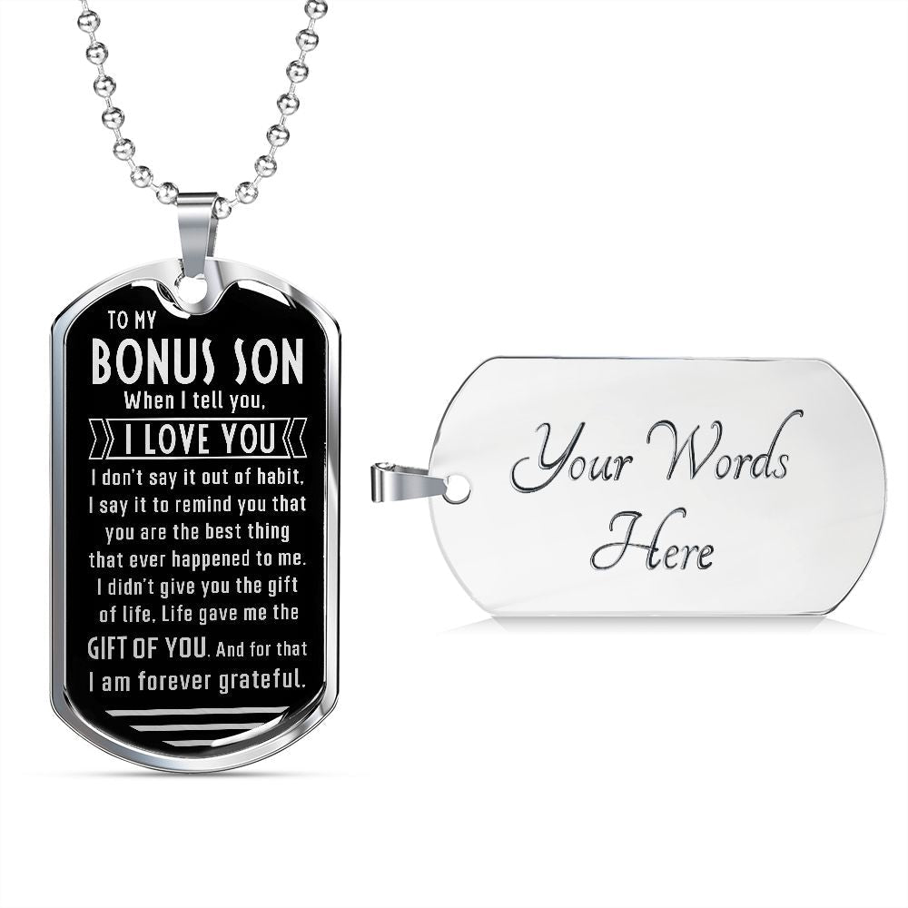 Bonus Son Chain, Stepson Gift, Gift for Bonus Son from Stepdad or Stepmom, Bonus Son Birthday Gift, Christmas Gift - Family Gear Collections