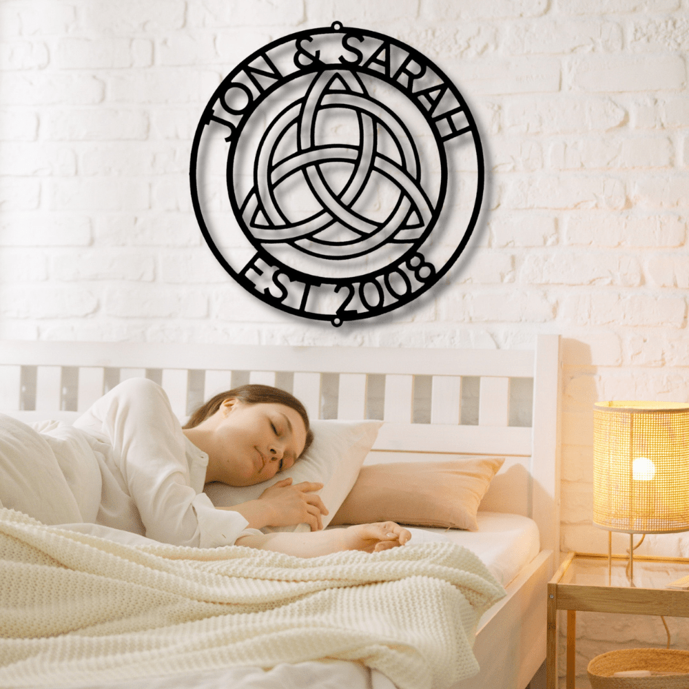 Celtic Knot Custom Metal Wall Sign, Personalized Couple’s Name Metal Wall Art, Last Name Metal Sign, Est Sign, Trinity Knot Custom Name Sign - Family Gear Collections