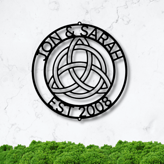 Celtic Knot Custom Metal Wall Sign, Personalized Couple’s Name Metal Wall Art, Last Name Metal Sign, Est Sign, Trinity Knot Custom Name Sign - Family Gear Collections