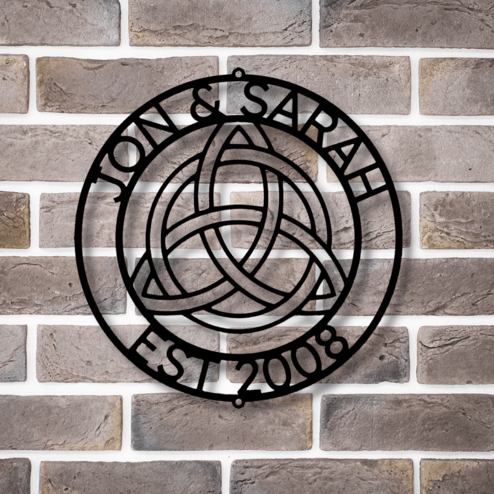 Celtic Knot Custom Metal Wall Sign, Personalized Couple’s Name Metal Wall Art, Last Name Metal Sign, Est Sign, Trinity Knot Custom Name Sign - Family Gear Collections