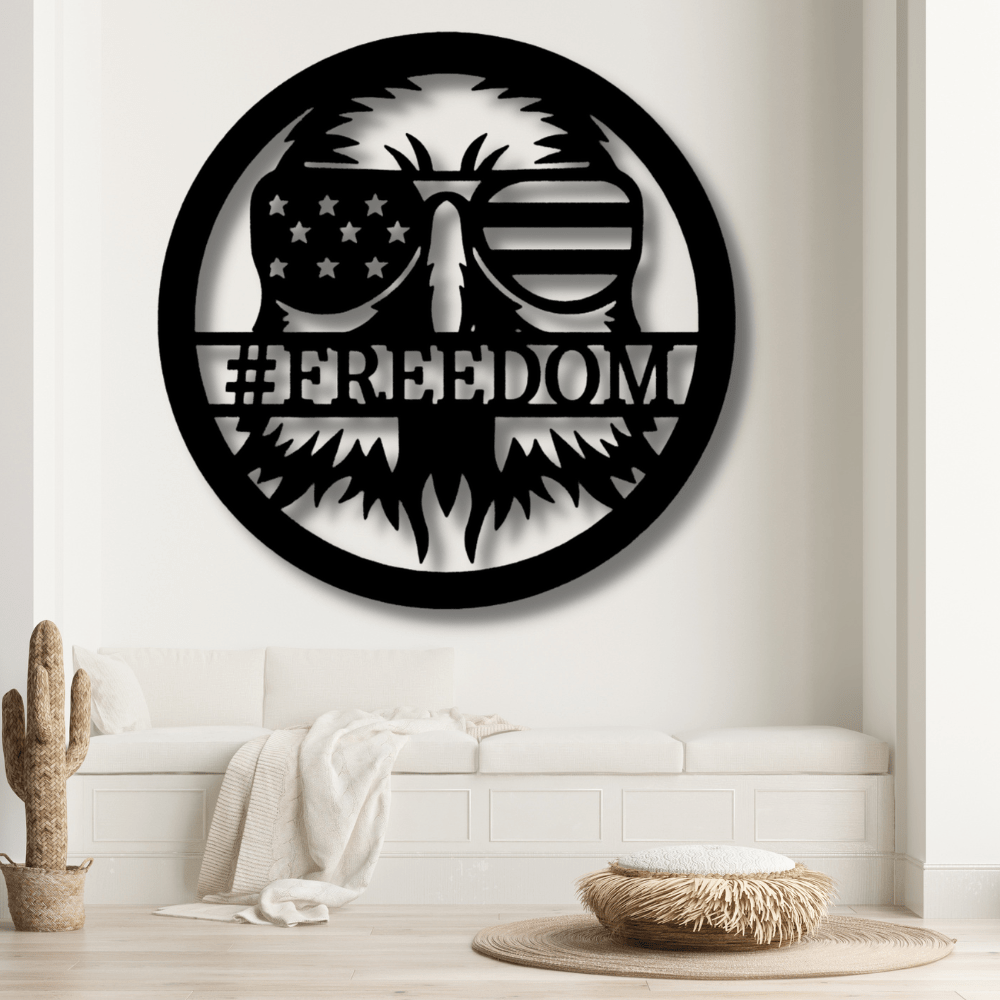 Custom American Eagle Metal Sign, Personalized Patriotic American Living Room Decor, Housewarming Gift For Veteran Dad, Birthday Gift For Best Father, Cabin Wall Hanging, Indoor Outdoor Wall Decor - Family Gear Collections