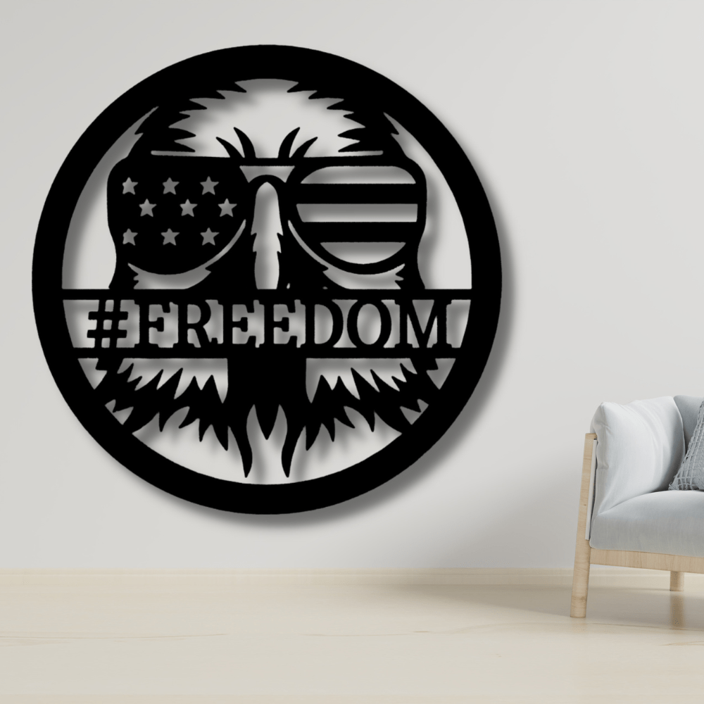 Custom American Eagle Metal Sign, Personalized Patriotic American Living Room Decor, Housewarming Gift For Veteran Dad, Birthday Gift For Best Father, Cabin Wall Hanging, Indoor Outdoor Wall Decor - Family Gear Collections