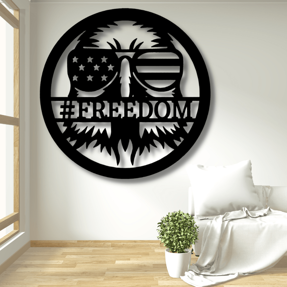 Custom American Eagle Metal Sign, Personalized Patriotic American Living Room Decor, Housewarming Gift For Veteran Dad, Birthday Gift For Best Father, Cabin Wall Hanging, Indoor Outdoor Wall Decor - Family Gear Collections