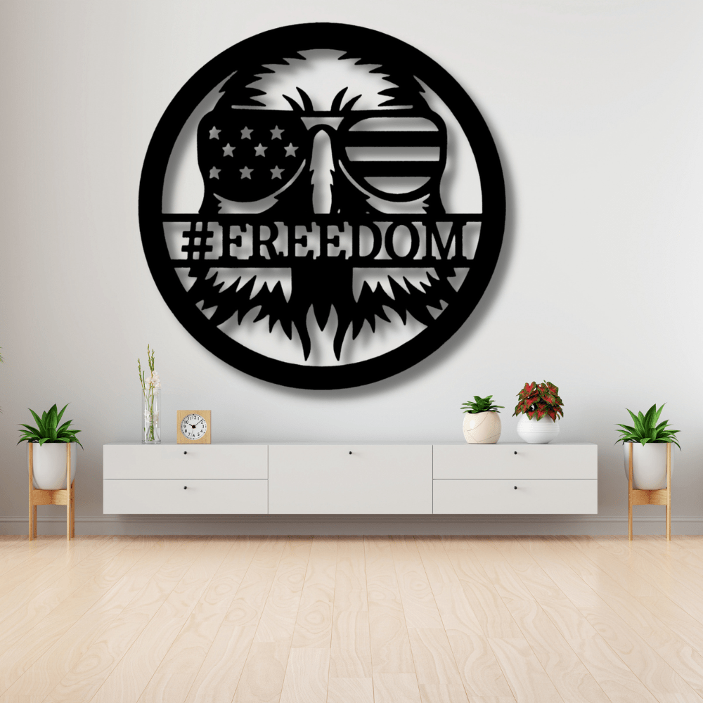 Custom American Eagle Metal Sign, Personalized Patriotic American Living Room Decor, Housewarming Gift For Veteran Dad, Birthday Gift For Best Father, Cabin Wall Hanging, Indoor Outdoor Wall Decor - Family Gear Collections