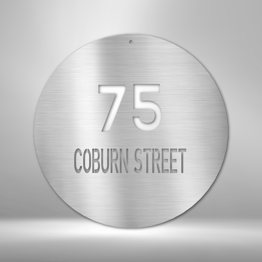 Custom Circle Address Metal Sign, Personalized Address Sign Plaque, Front Door Address Sign, Housewarming Gift For Bonus Mom, From Daughter In Love. - Family Gear Collections
