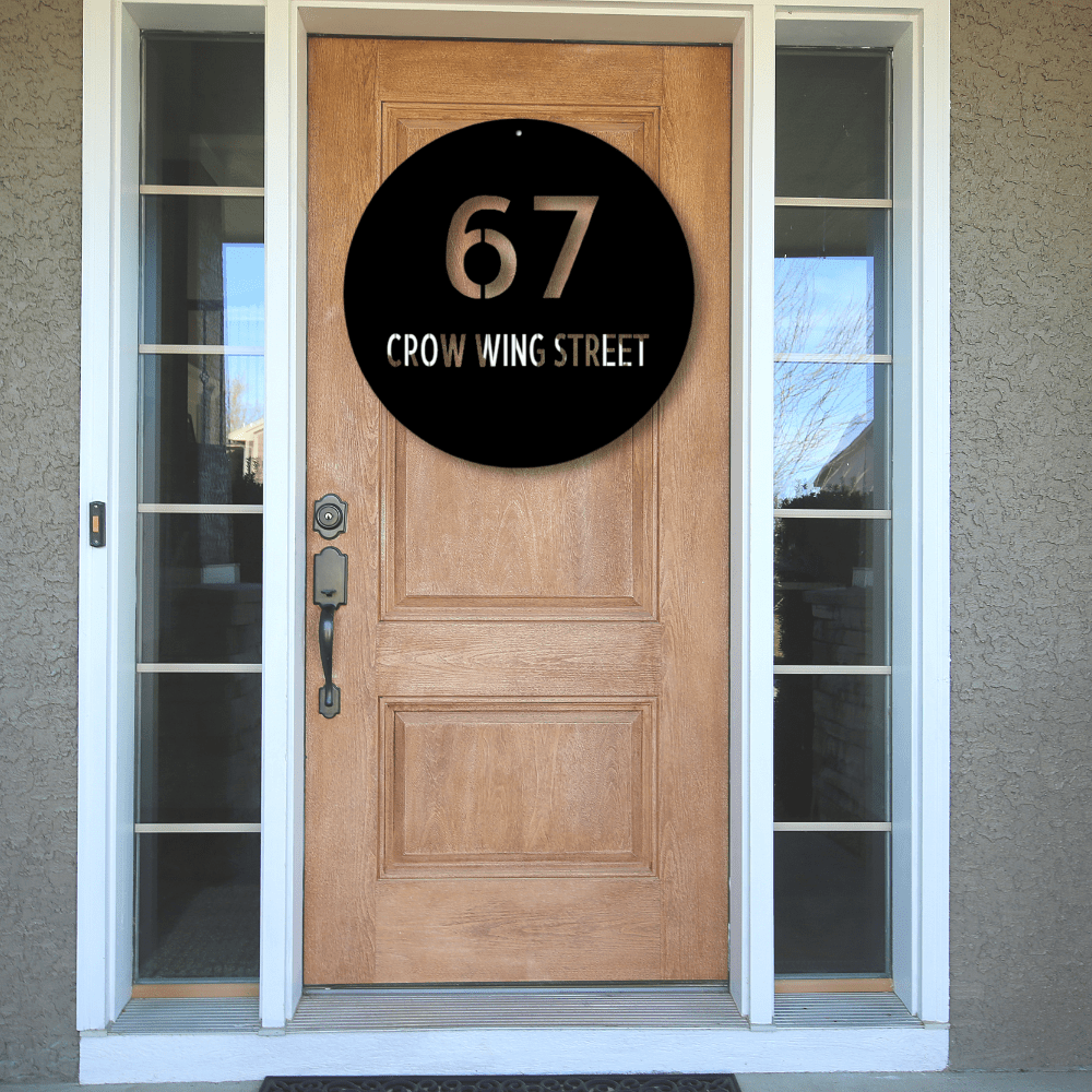 Custom Circle Address Metal Sign, Personalized Address Sign Plaque, Front Door Address Sign, Housewarming Gift For Bonus Mom, From Daughter In Love. - Family Gear Collections