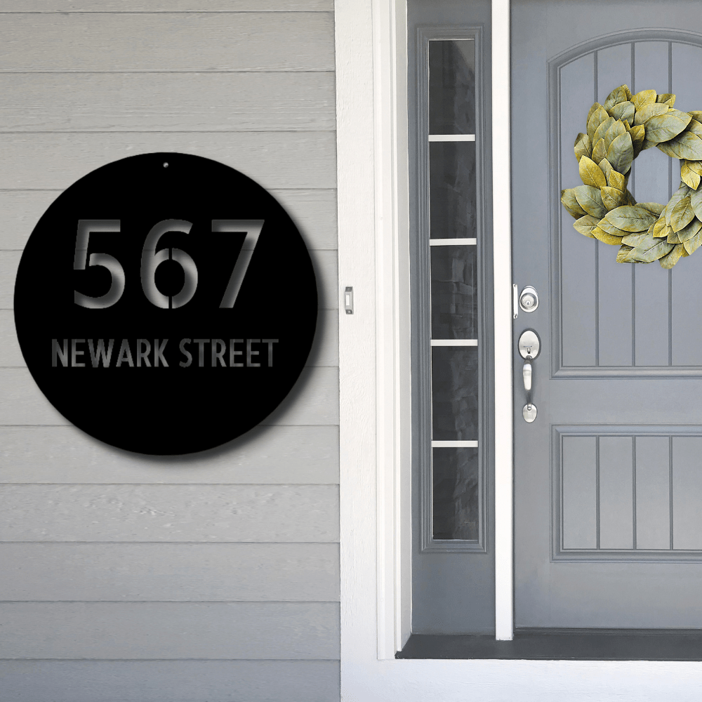 Custom Circle Address Metal Sign, Personalized Address Sign Plaque, Front Door Address Sign, Housewarming Gift For Bonus Mom, From Daughter In Love. - Family Gear Collections