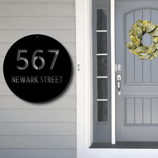 Custom Circle Address Metal Sign, Personalized Address Sign Plaque, Front Door Address Sign, Housewarming Gift For Bonus Mom, From Daughter In Love. - Family Gear Collections