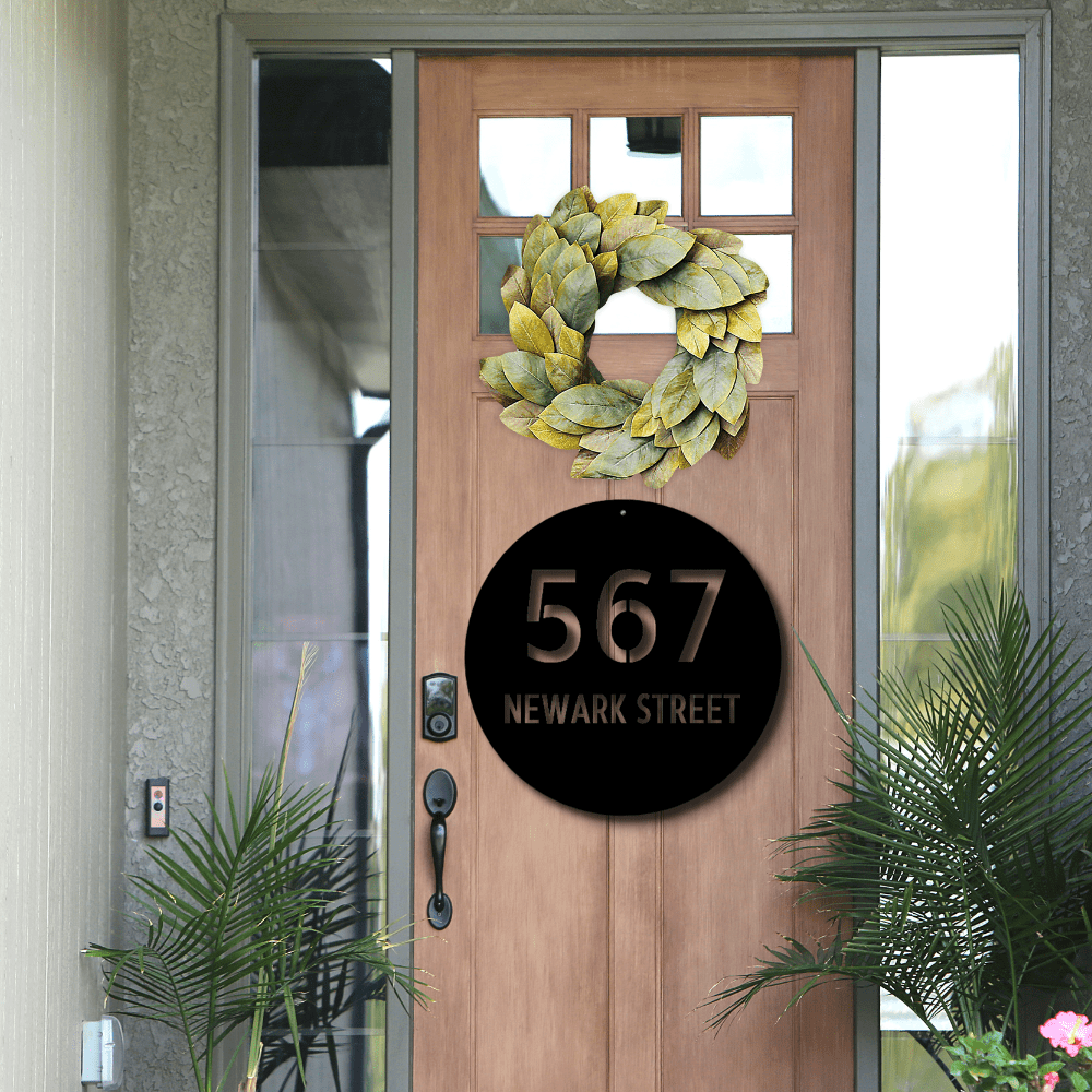 Custom Circle Address Metal Sign, Personalized Address Sign Plaque, Front Door Address Sign, Housewarming Gift For Bonus Mom, From Daughter In Love. - Family Gear Collections