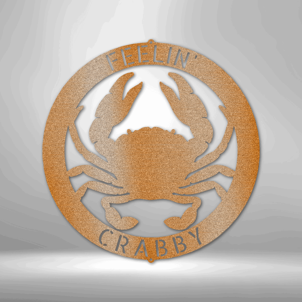 Custom Crab Ring Name Metal Art Sign, Personalized Crab Family Name Wall Art Decor, Beach House Wall Hangings, Happy Holiday Housewarming Gift. - Family Gear Collections