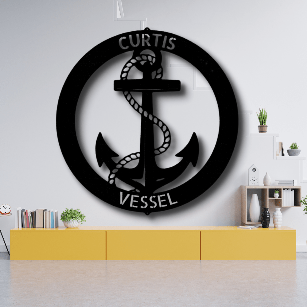 Custom Elaborate Anchor Ring Steel Sign, Personalized Elaborate Anchor Ring Monogram, Meaningful Gift, Birthday Gift For Retired Seaman, Housewarming Decor, Christmas Gift. - Family Gear Collections