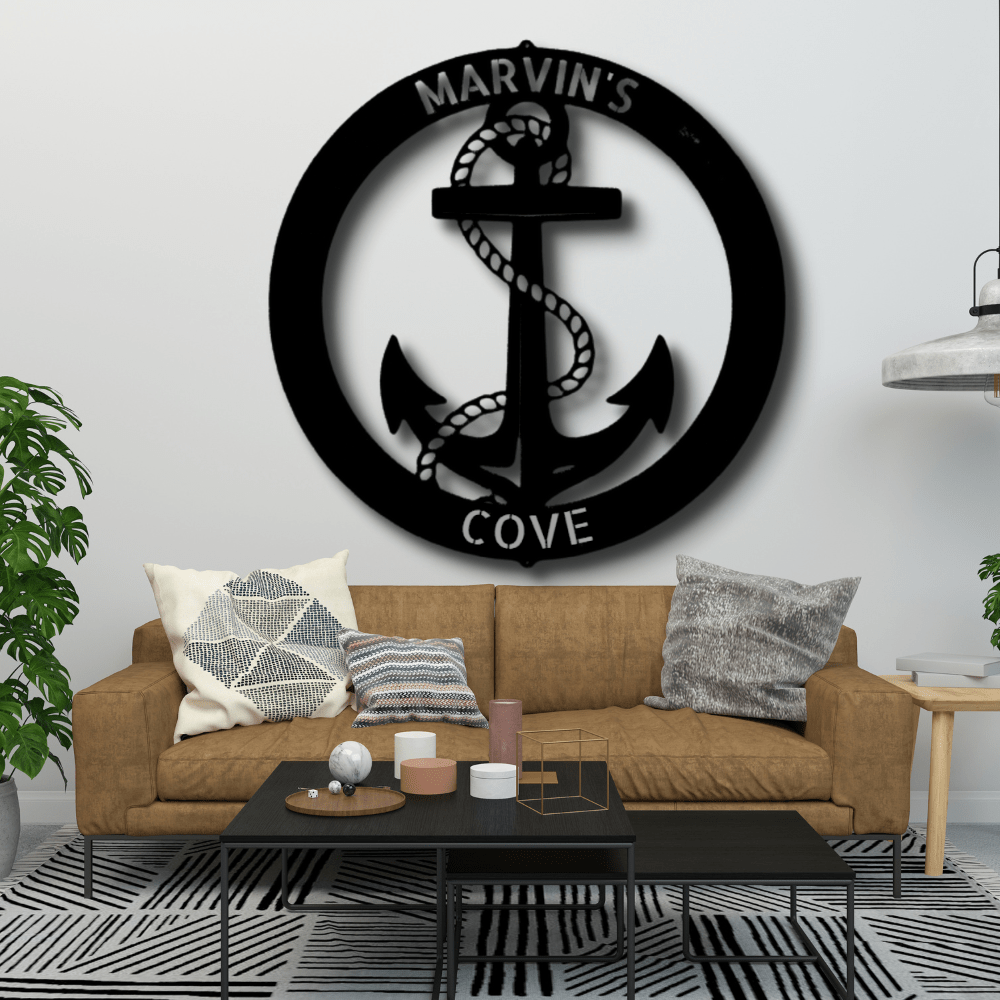 Custom Elaborate Anchor Ring Steel Sign, Personalized Elaborate Anchor Ring Monogram, Meaningful Gift, Birthday Gift For Retired Seaman, Housewarming Decor, Christmas Gift. - Family Gear Collections