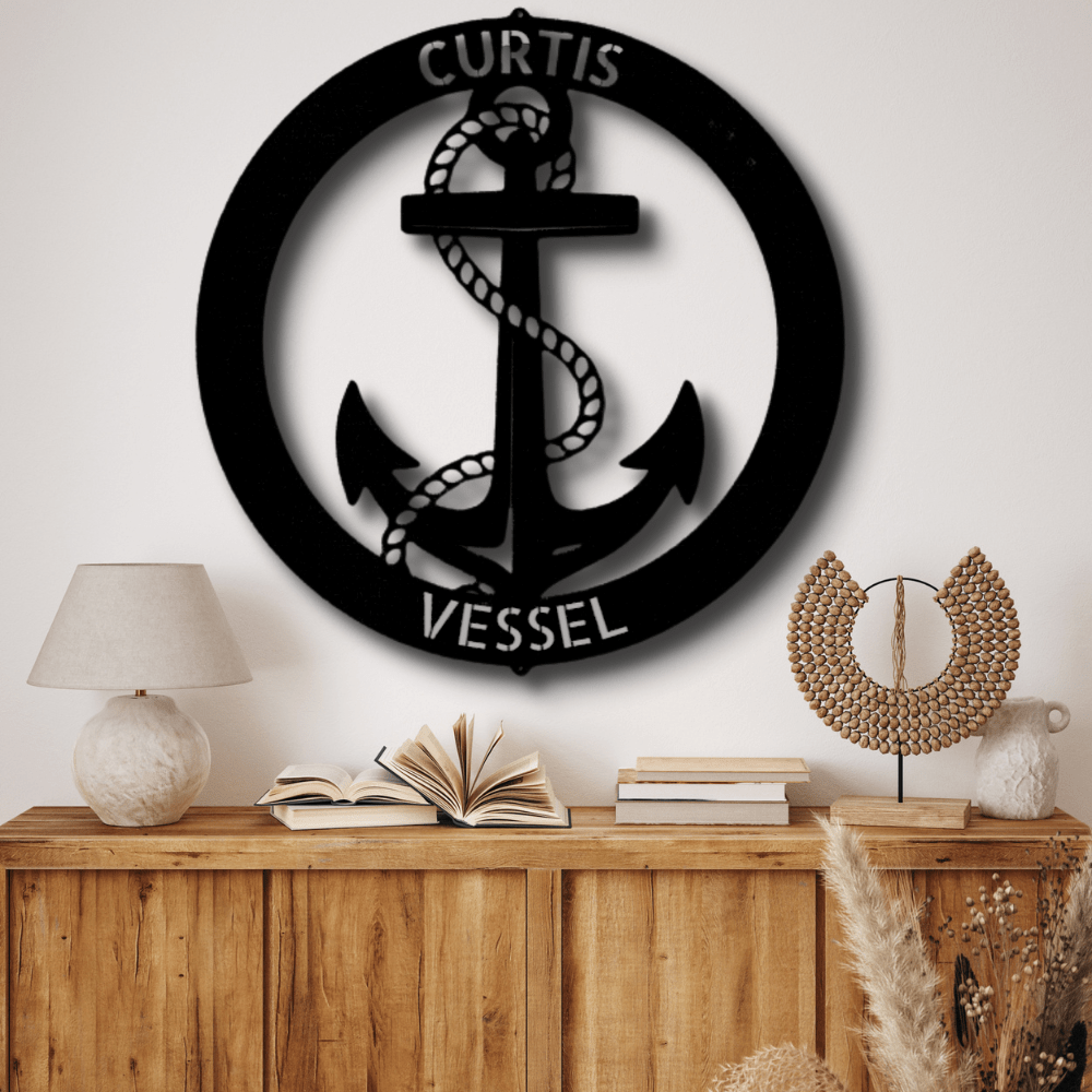 Custom Elaborate Anchor Ring Steel Sign, Personalized Elaborate Anchor Ring Monogram, Meaningful Gift, Birthday Gift For Retired Seaman, Housewarming Decor, Christmas Gift. - Family Gear Collections
