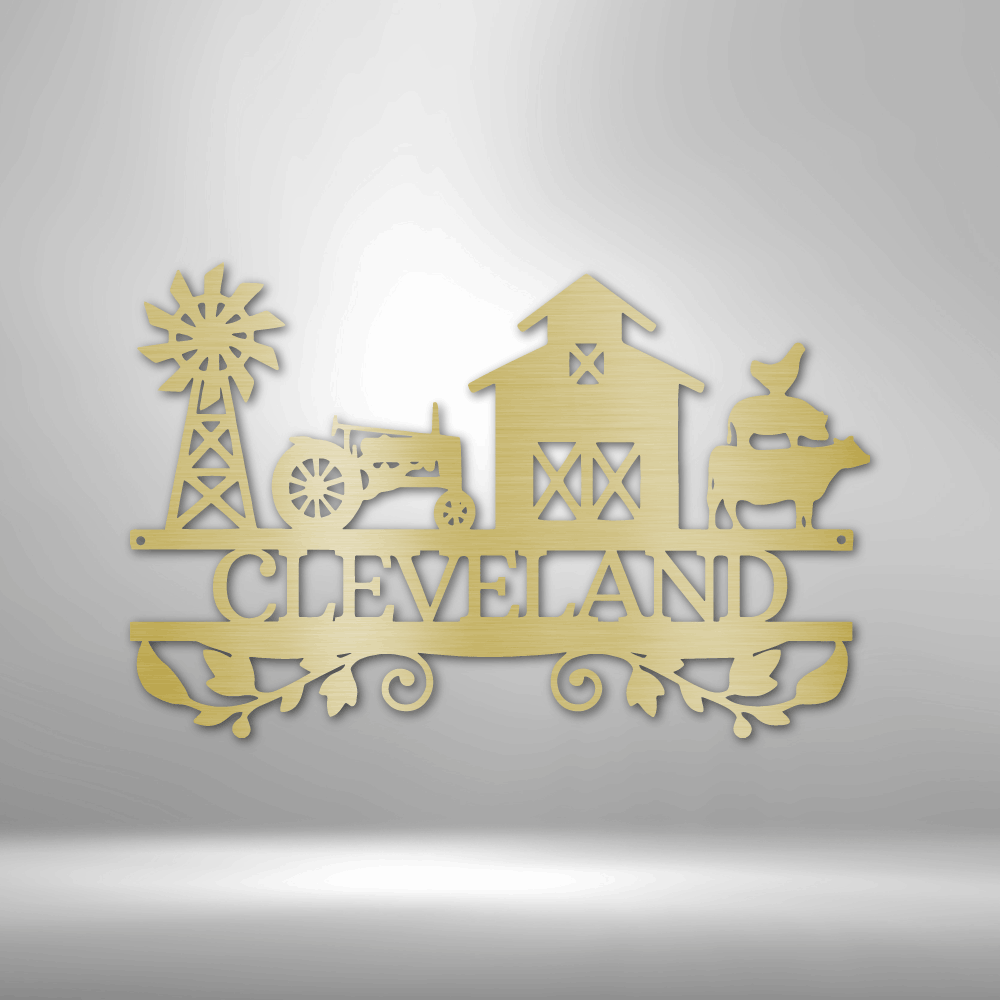 Custom Farm Sign With Tractor, Barn, Windmill And Farm Animals, Personalized Family Farm Address Sign, Outdoor Hangings. - Family Gear Collections