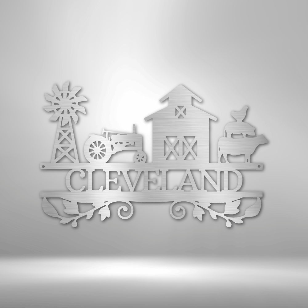 Custom Farm Sign With Tractor, Barn, Windmill And Farm Animals, Personalized Family Farm Address Sign, Outdoor Hangings. - Family Gear Collections