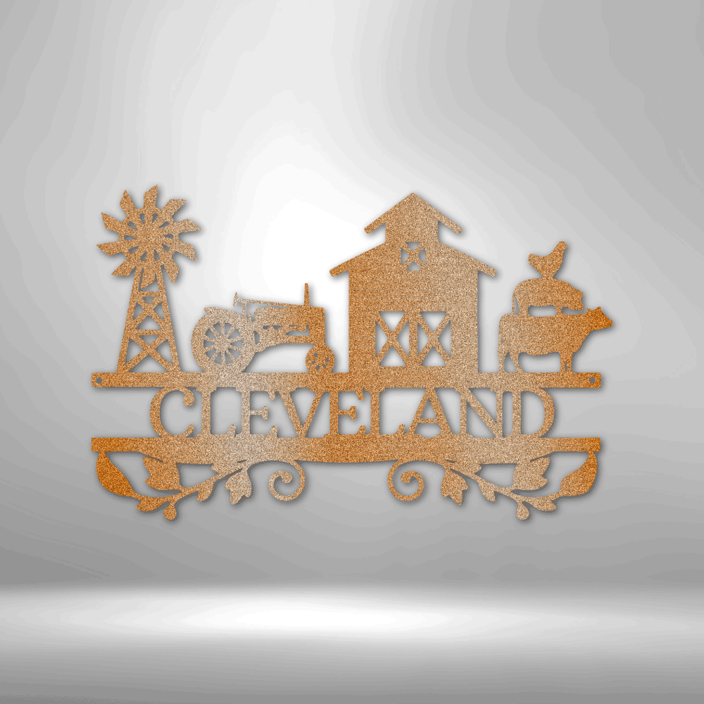 Custom Farm Sign With Tractor, Barn, Windmill And Farm Animals, Personalized Family Farm Address Sign, Outdoor Hangings. - Family Gear Collections