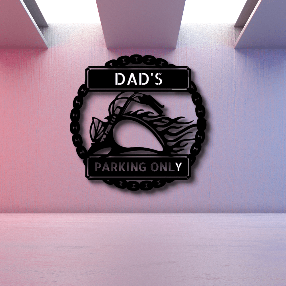 Custom Hog Parking Metal Sign, Personalized Motorcycle Parking Sign Gift For Rider Husband, Birthday Gift For A Motorcycle Enthusiast, Christmas Gift for Biker Dad. - Family Gear Collections