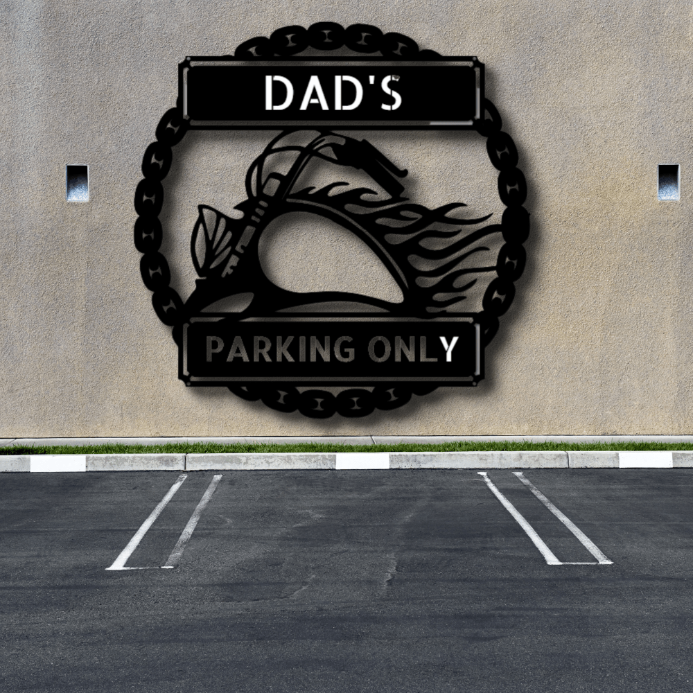 Custom Hog Parking Metal Sign, Personalized Motorcycle Parking Sign Gift For Rider Husband, Birthday Gift For A Motorcycle Enthusiast, Christmas Gift for Biker Dad. - Family Gear Collections