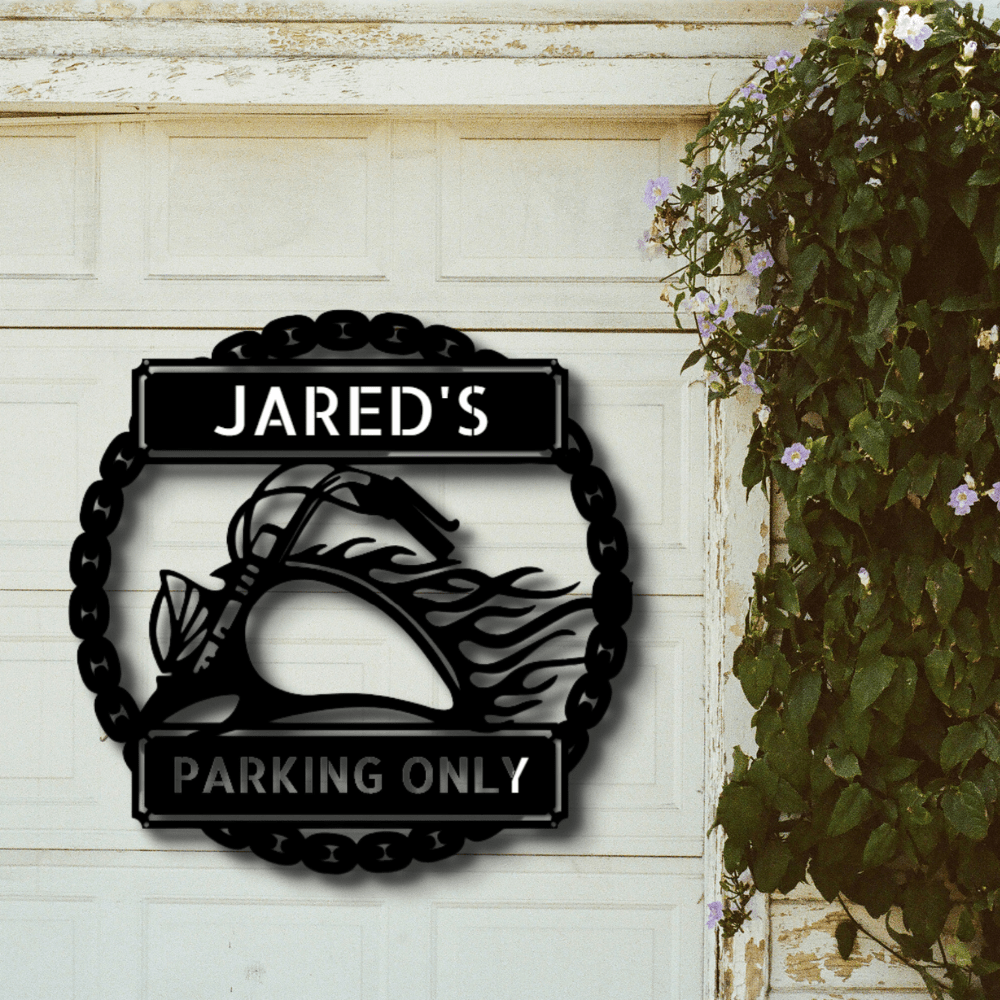 Custom Hog Parking Metal Sign, Personalized Motorcycle Parking Sign Gift For Rider Husband, Birthday Gift For A Motorcycle Enthusiast, Christmas Gift for Biker Dad. - Family Gear Collections