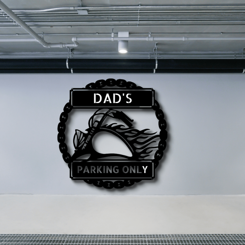 Custom Hog Parking Metal Sign, Personalized Motorcycle Parking Sign Gift For Rider Husband, Birthday Gift For A Motorcycle Enthusiast, Christmas Gift for Biker Dad. - Family Gear Collections