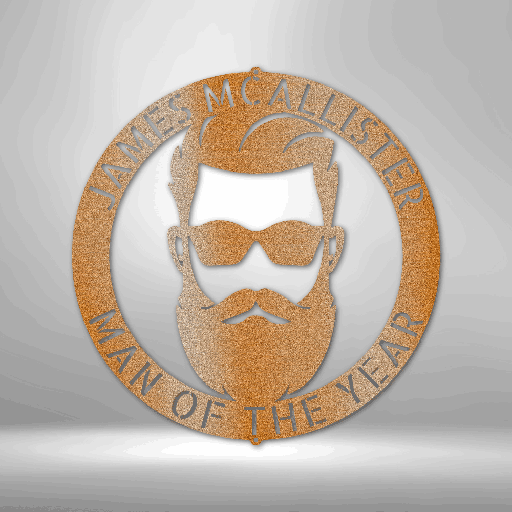 Custom Manly Metal Sign, Personalized Bearded Face Metal Art, Birthday Gift, Man Cave Decor - Family Gear Collections