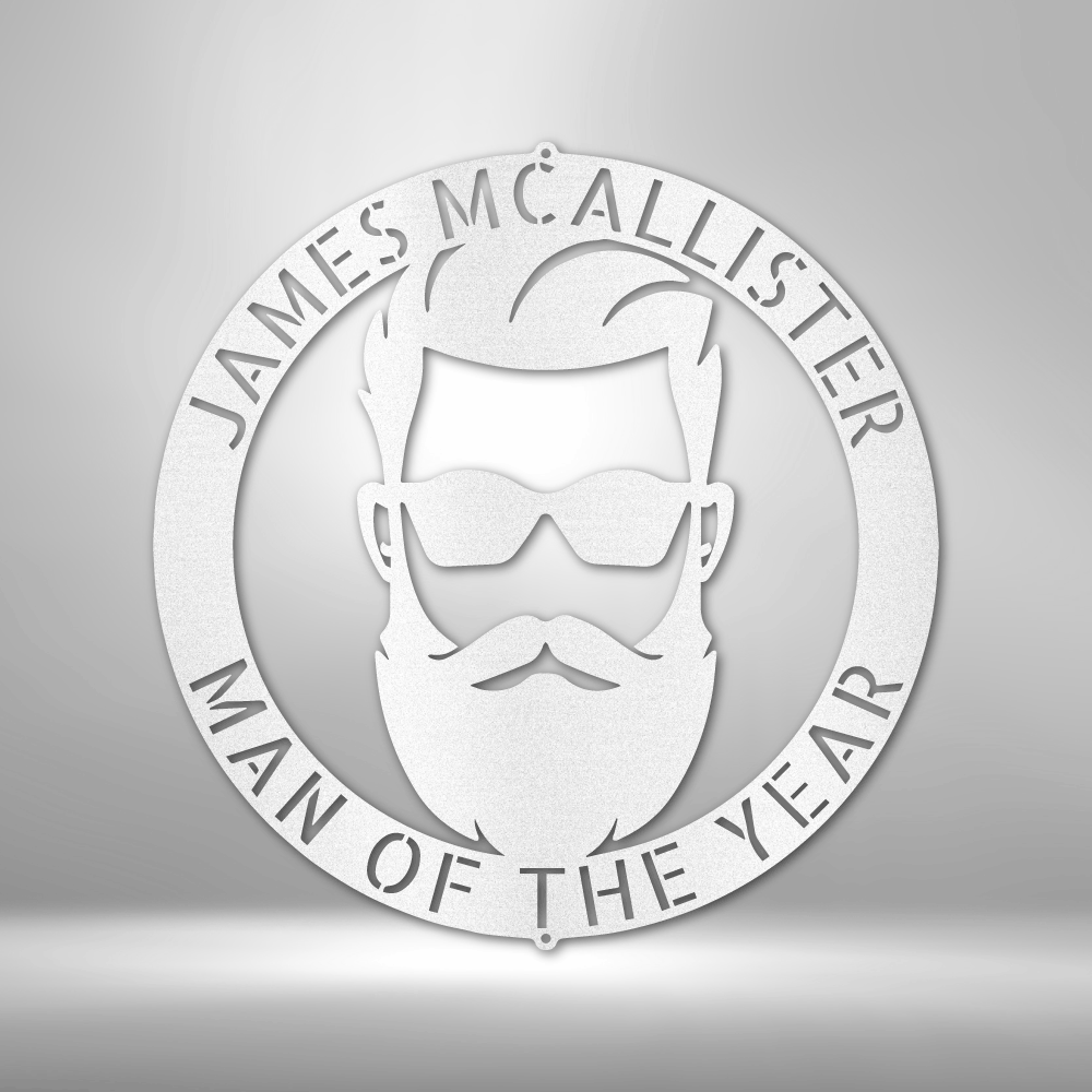 Custom Manly Metal Sign, Personalized Bearded Face Metal Art, Birthday Gift, Man Cave Decor - Family Gear Collections
