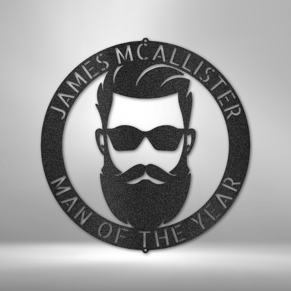 Custom Manly Metal Sign, Personalized Bearded Face Metal Art, Birthday Gift, Man Cave Decor - Family Gear Collections
