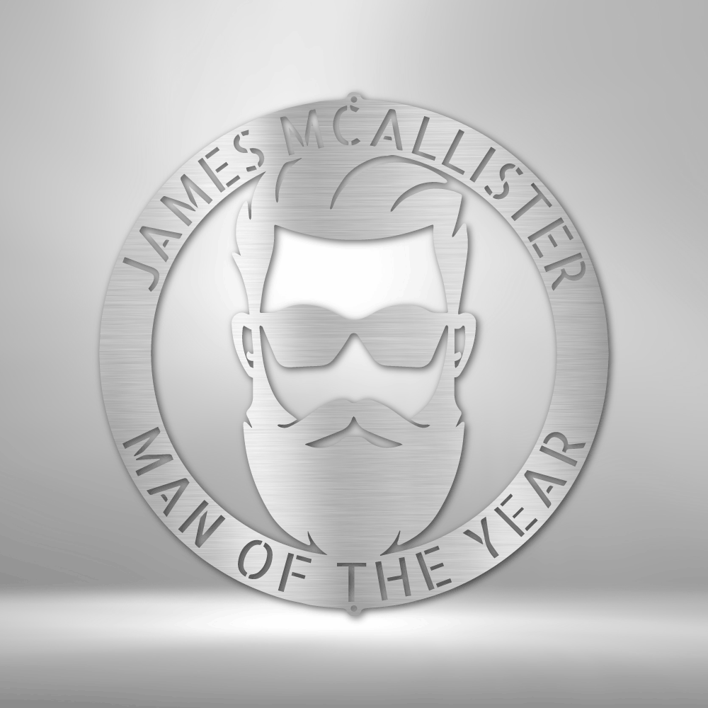 Custom Manly Metal Sign, Personalized Bearded Face Metal Art, Birthday Gift, Man Cave Decor - Family Gear Collections