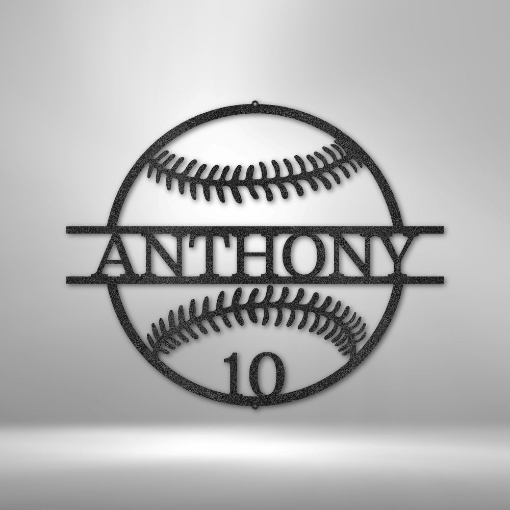 Custom Name and Number Baseball Metal Sign, Personalized Baseball Player Name Sign, Birthday Gift For A Sports Lover, Meaningful Wall Art. - Family Gear Collections