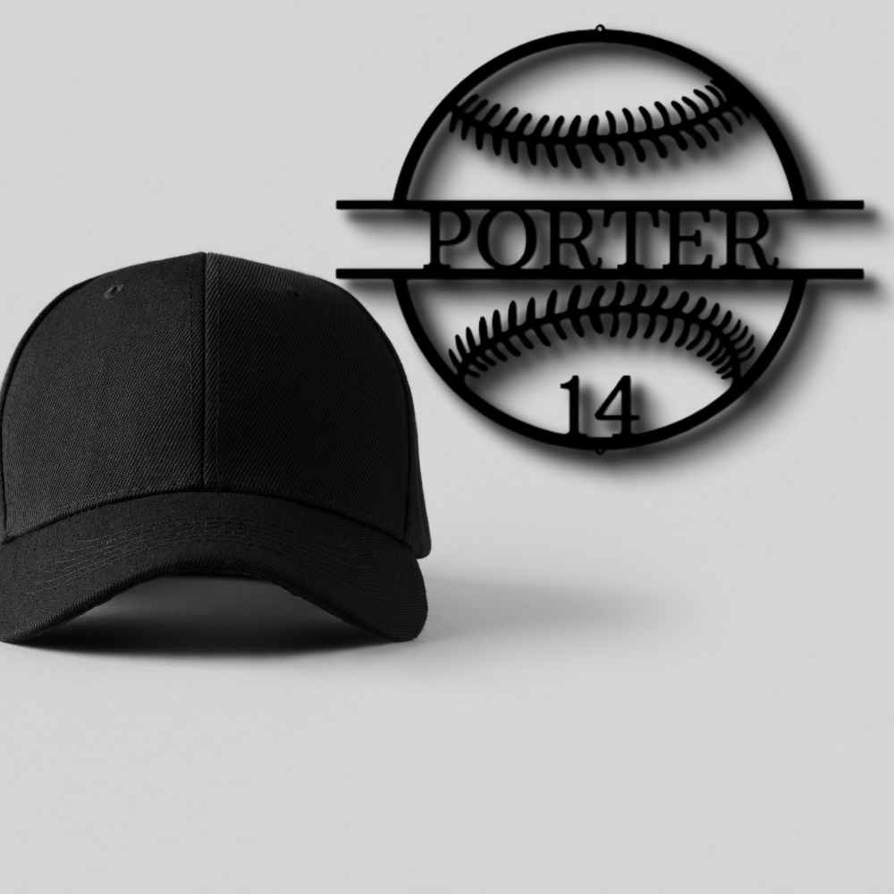 Custom Name and Number Baseball Metal Sign, Personalized Baseball Player Name Sign, Birthday Gift For A Sports Lover, Meaningful Wall Art. - Family Gear Collections