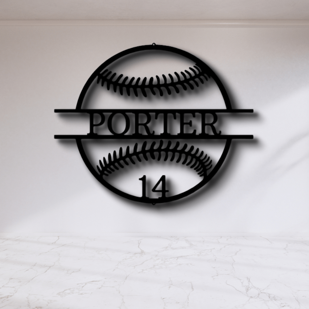 Custom Name and Number Baseball Metal Sign, Personalized Baseball Player Name Sign, Birthday Gift For A Sports Lover, Meaningful Wall Art. - Family Gear Collections