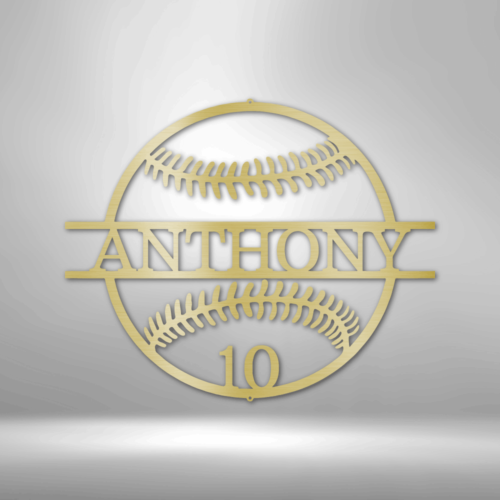 Custom Name and Number Baseball Metal Sign, Personalized Baseball Player Name Sign, Birthday Gift For A Sports Lover, Meaningful Wall Art. - Family Gear Collections