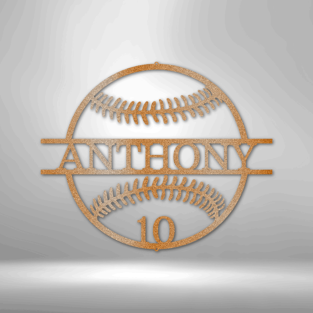 Custom Name and Number Baseball Metal Sign, Personalized Baseball Player Name Sign, Birthday Gift For A Sports Lover, Meaningful Wall Art. - Family Gear Collections