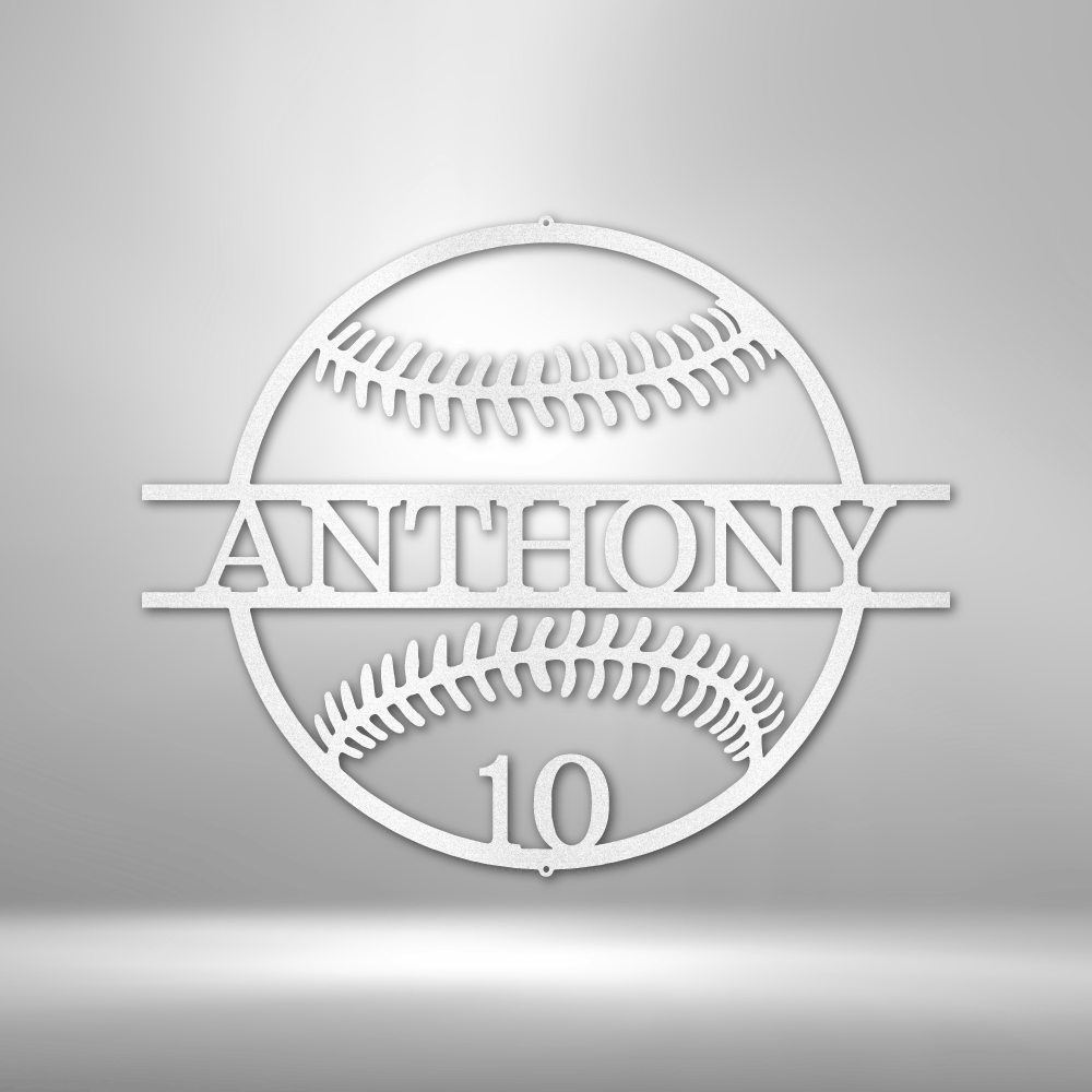 Custom Name and Number Baseball Metal Sign, Personalized Baseball Player Name Sign, Birthday Gift For A Sports Lover, Meaningful Wall Art. - Family Gear Collections