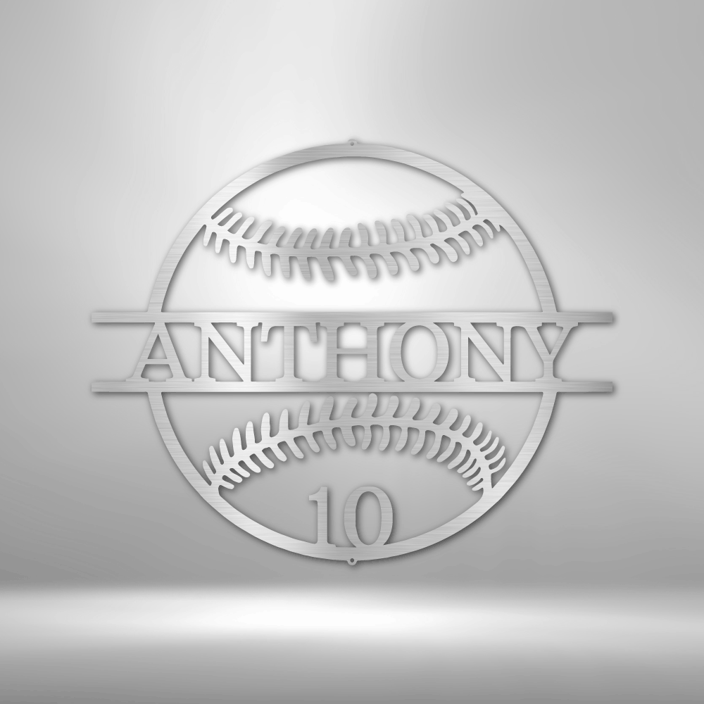 Custom Name and Number Baseball Metal Sign, Personalized Baseball Player Name Sign, Birthday Gift For A Sports Lover, Meaningful Wall Art. - Family Gear Collections