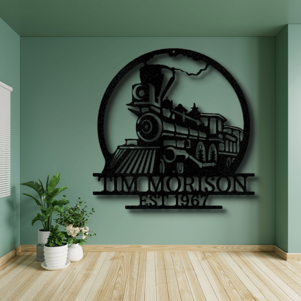 Custom Old Fashion Train Metal Sign, Personalized Old Train Monogram, Birthday Gift For Engineman, Outdoor Indoor Wall Hanging, Meaningful Gift, Christmas Gift Gift For Him, Housewarming Gift. - Family Gear Collections