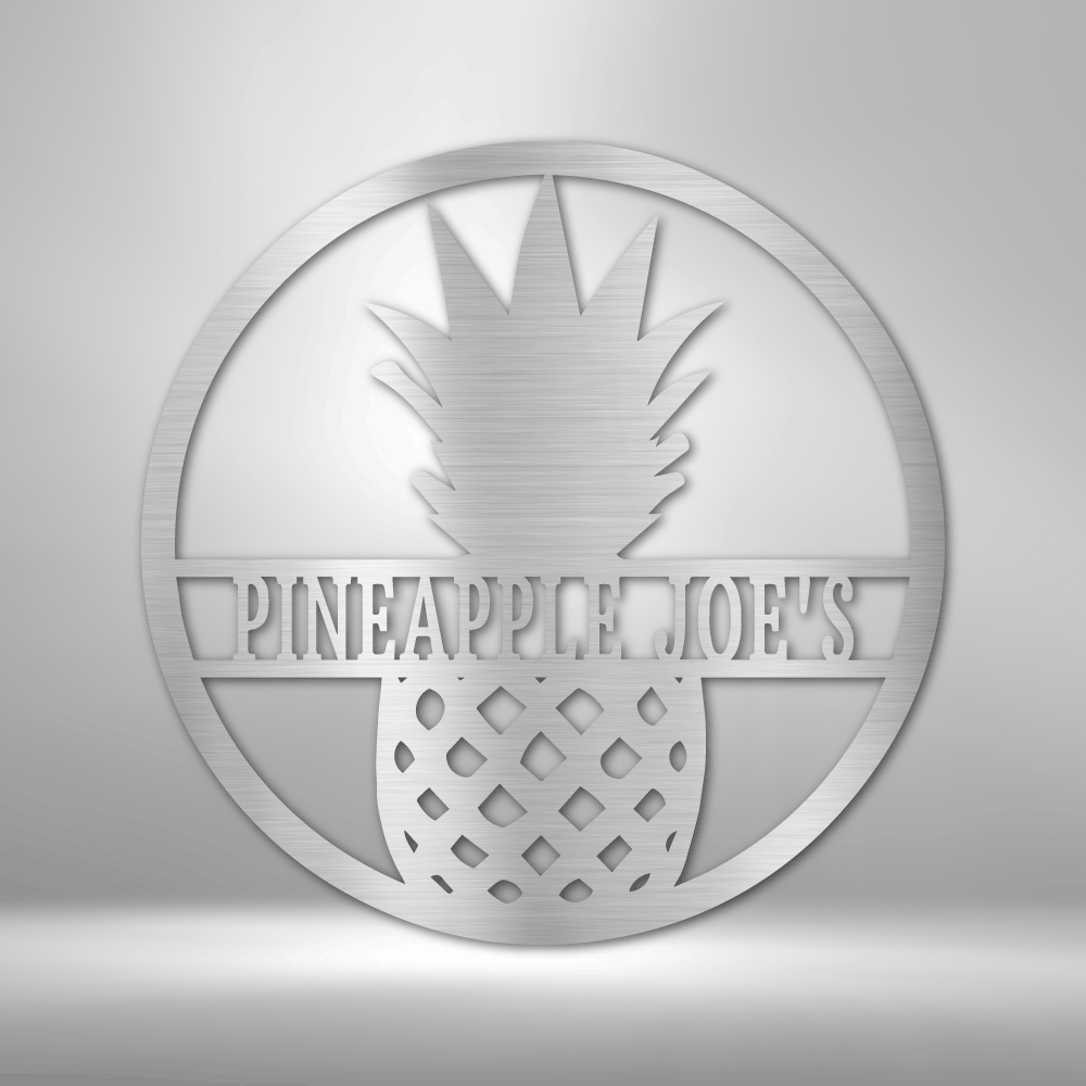 Custom Pineapple Metal Art Sign, Personalized Pineapple Name Welcome Sign, Front Porch Hanging, Birthday Gift For Pineapple Farmer Dad - Family Gear Collections
