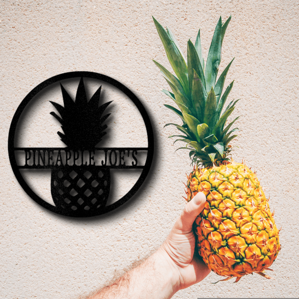 Custom Pineapple Metal Art Sign, Personalized Pineapple Name Welcome Sign, Front Porch Hanging, Birthday Gift For Pineapple Farmer Dad - Family Gear Collections