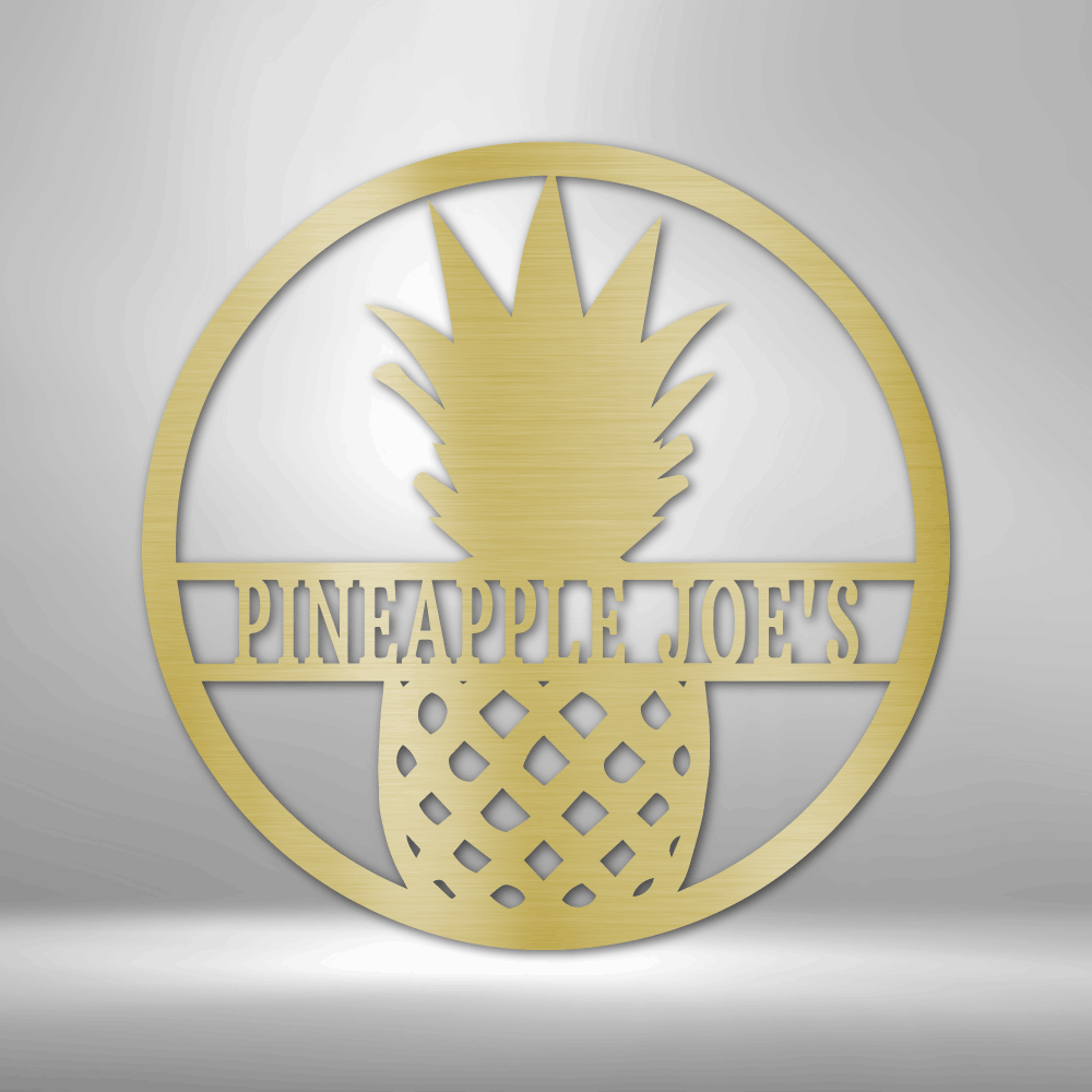 Custom Pineapple Metal Art Sign, Personalized Pineapple Name Welcome Sign, Front Porch Hanging, Birthday Gift For Pineapple Farmer Dad - Family Gear Collections