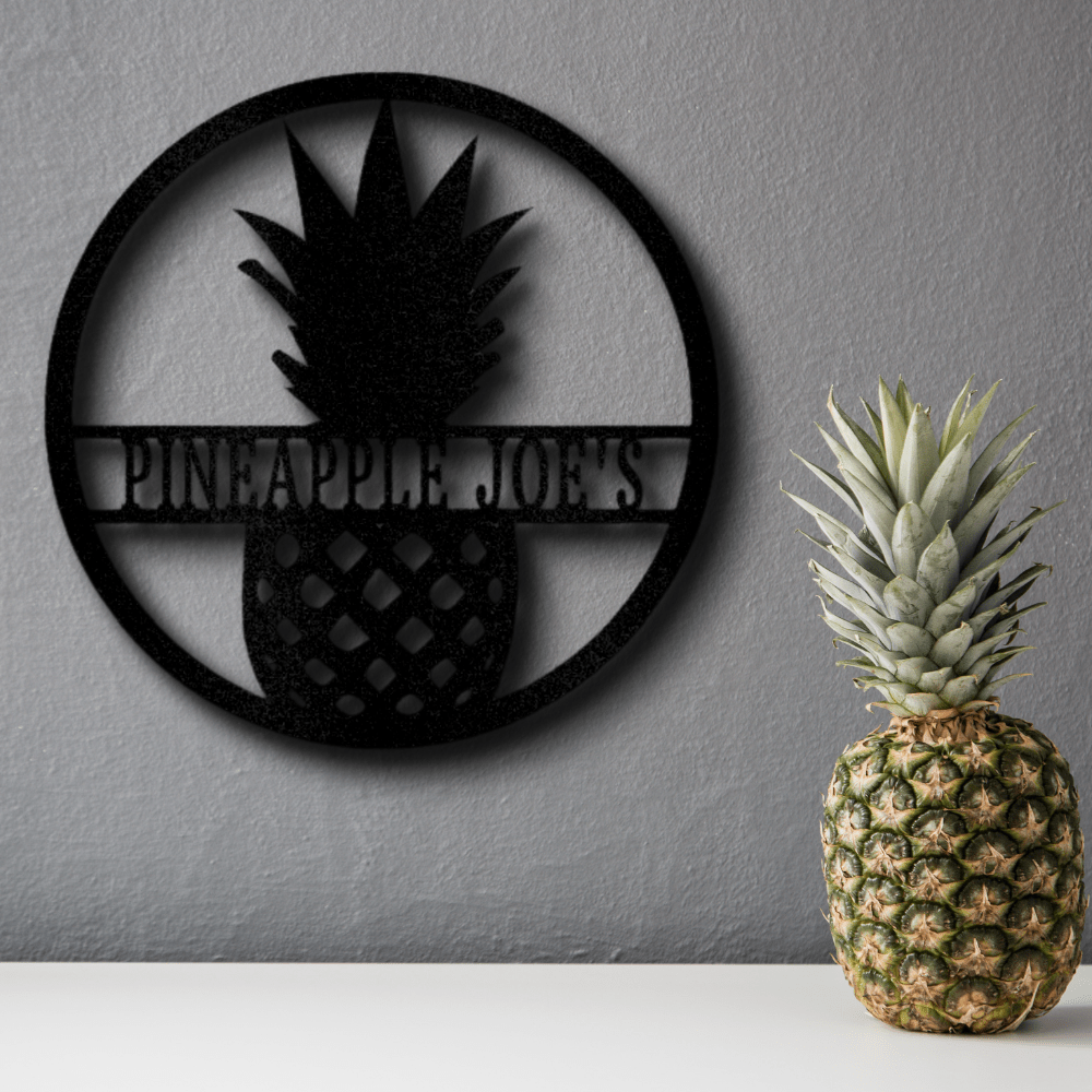 Custom Pineapple Metal Art Sign, Personalized Pineapple Name Welcome Sign, Front Porch Hanging, Birthday Gift For Pineapple Farmer Dad - Family Gear Collections