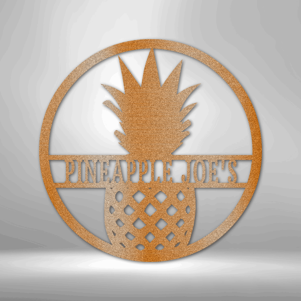 Custom Pineapple Metal Art Sign, Personalized Pineapple Name Welcome Sign, Front Porch Hanging, Birthday Gift For Pineapple Farmer Dad - Family Gear Collections