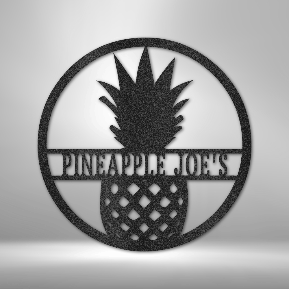 Custom Pineapple Metal Art Sign, Personalized Pineapple Name Welcome Sign, Front Porch Hanging, Birthday Gift For Pineapple Farmer Dad - Family Gear Collections