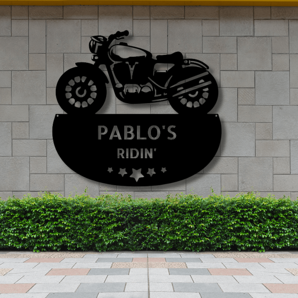 Custom Rubber To The Road Metal Art Sign, Personalized Motorcycle Name Decor, Garage Wall Art Hanging, Birthday Gift For Rider Boyfriend. - Family Gear Collections