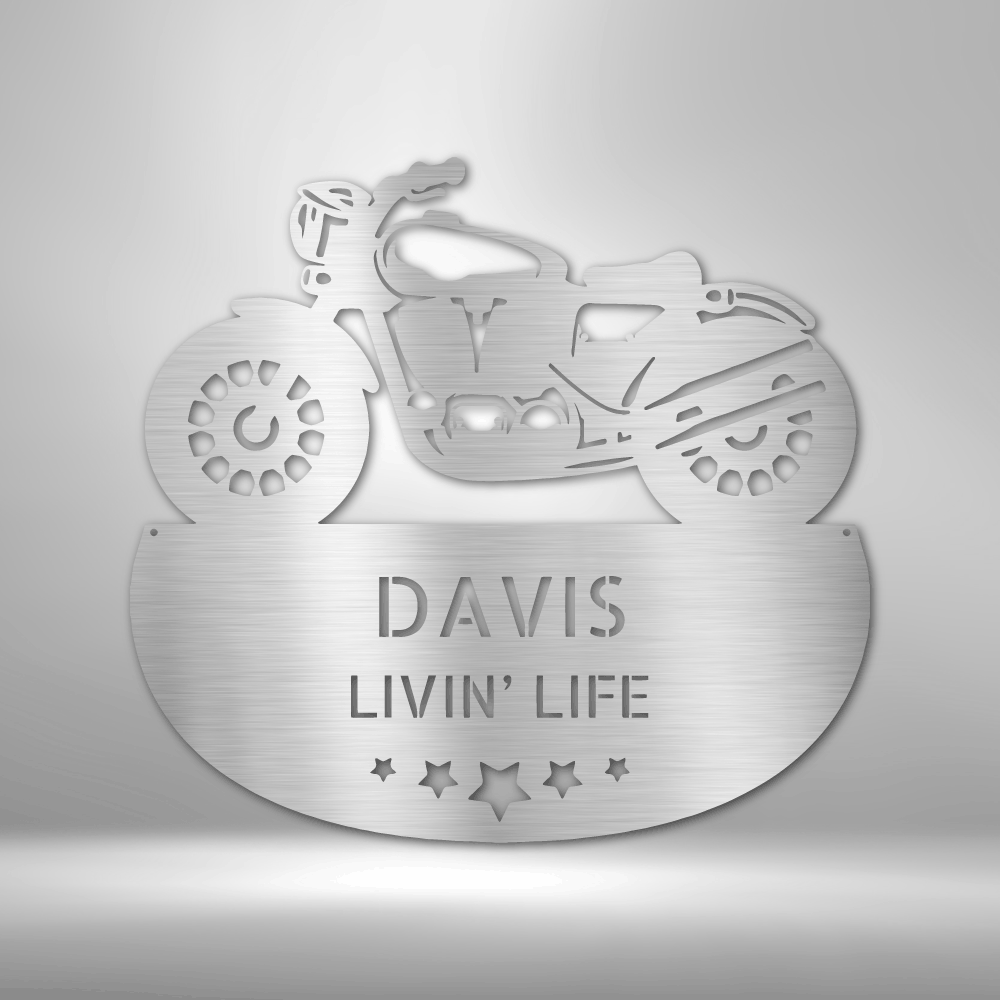 Custom Rubber To The Road Metal Art Sign, Personalized Motorcycle Name Decor, Garage Wall Art Hanging, Birthday Gift For Rider Boyfriend. - Family Gear Collections