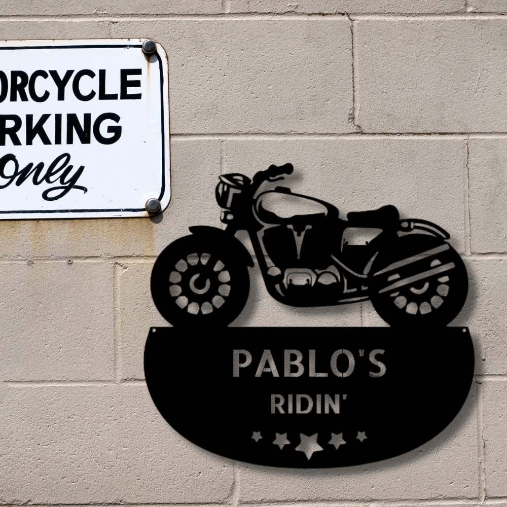 Custom Rubber To The Road Metal Art Sign, Personalized Motorcycle Name Decor, Garage Wall Art Hanging, Birthday Gift For Rider Boyfriend. - Family Gear Collections