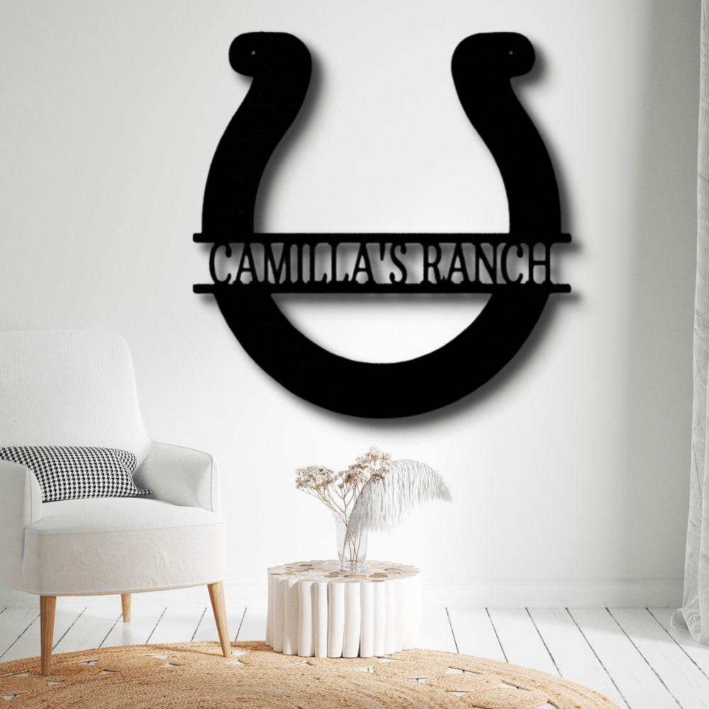 Custom Simple Horseshoe Metal Sign, Personalized Horseshoe Monogram, Birthday Gift For Horse Lover, Meaningful Gift, Son To Dad Gift, Gift From Son, Housewarming Decor, Outdoor Hanging. - Family Gear Collections