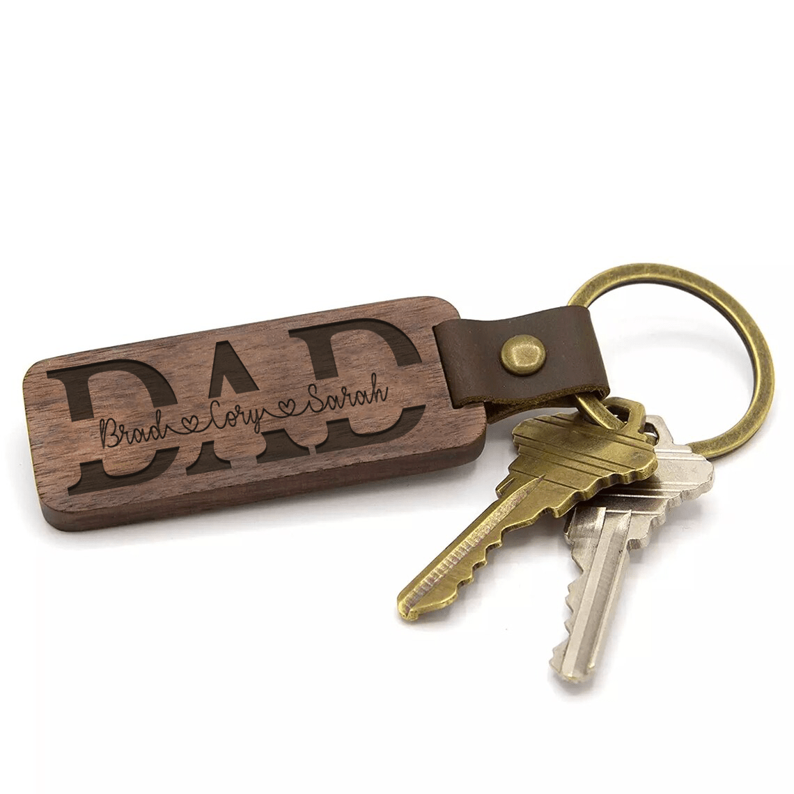 Custom Split Name Wooden Key Chain, Personalized Wooden Keychain Gift For Amazing Dad , Birthday Gift For Him, Son To Dad, Daughter To Dad Gift. - Family Gear Collections